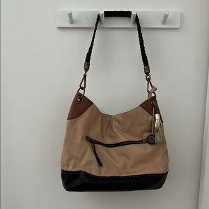 The Sak Tan and Black Leather Women's Hobo Bag